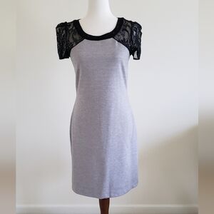 Lucca Couture black lace and gray mixed fabric dress